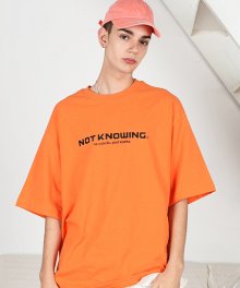 [10수]오버사이즈 낫노잉 로고 티셔츠(오렌지)