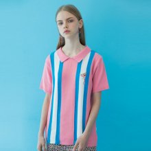 [SS19 Pink Panther] Stripe Collar S/S Knit(Pink)