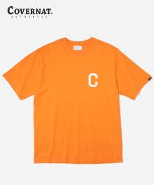 S/S C LOGO TEE CORAL ORANGE