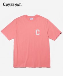 S/S C LOGO TEE CORAL RED