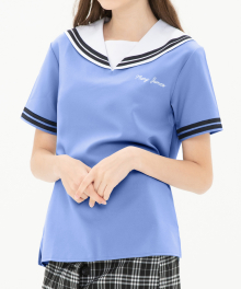 (W) Firstcake Half Shirts - Sky Blue