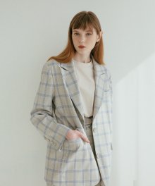 CLASSIC 2 BUTTON CHECK JACKET BEIGE