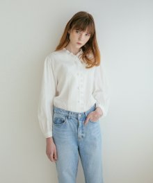 FRILL-TRIMMED BLOUSE WHITE
