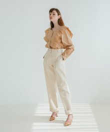 HIGH-WAISTED TWO TUCK PANTS IVORY