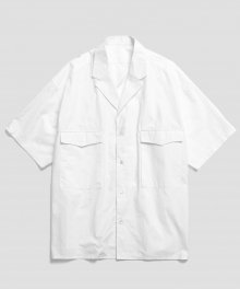 (Unisex)오디너리 와이드 트러커 슬립 셔츠_White