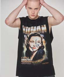 Human Android Sleeveless Tee - BLACK