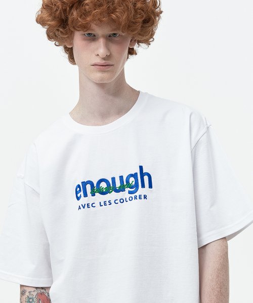 enough 자수 오버핏 화이트 티셔츠