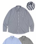 [3 Color]오버핏 글림 스트라이프 셔츠