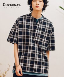 S/S TARTAN CHECK PULLOVER SHIRTS NAVY