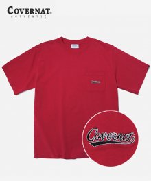 S/S 1PK EMBROIDERY TAIL LOGO TEE PINK RED