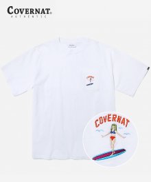 S/S 1PK EMBROIDERY SURFER GIRL TEE WHITE