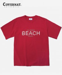 S/S BEACH LOGO TEE PINK RED