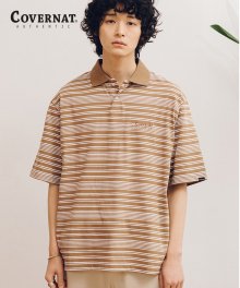 S/S NARROW STRIPE PIQUE SHIRTS BROWN