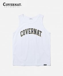 S/S ARCH LOGO SLEEVELESS TOP WHITE/NAVY