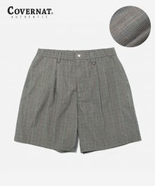 GLEN CHECK WIDE SHORTS KHAKI ORANGE