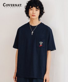 S/S 1PK EMBROIDERY SURFER MAN TEE NAVY