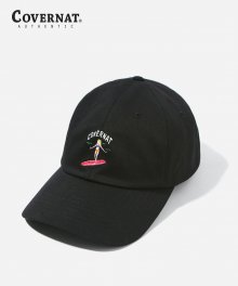 EMBROIDERY SURFER GIRL CURVE CAP BLACK