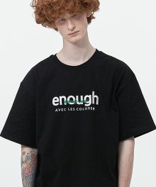 enough 자수 오버핏 블랙 티셔츠