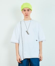 CUT CTRS ST OVER S/S TEE WHITE