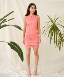 RR SLEEVELESS LACE OPS CORAL PINK