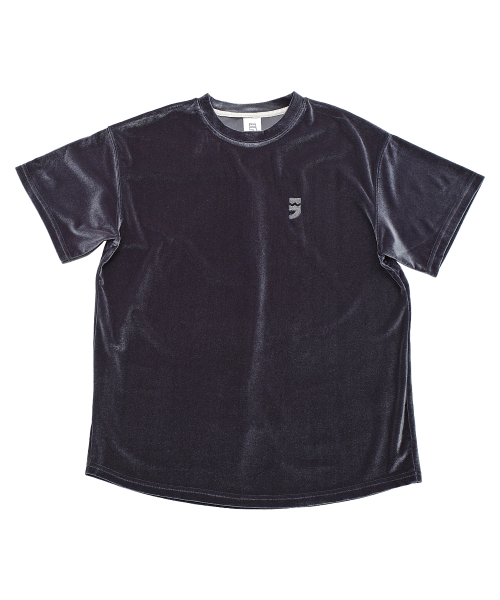 어낫띵(anothing) DROP-SHOULDER VELVET 1/2 TEE (Charcoal)