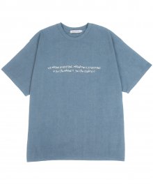 피그먼트 유니크 숏 슬리브 티셔츠 블루
