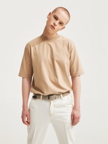 SOFT FABRIC BACK POINT LABEL T-SHIRTS BEIGE