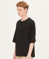 POLY WAFFLE OVER FIT SHORT SLEEVE T-SHIRTS (BLACK) [FTS001H23BK]