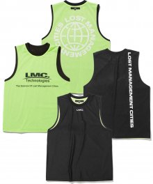 LMC REVERSIBLE MESH SLEEVELESS JERSEY black/lime