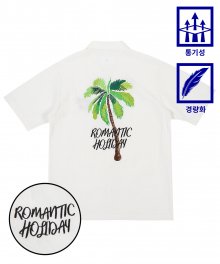 [UNISEX] 로맨틱 할리데이 자수 오버핏 반팔 셔츠 (WHITE)