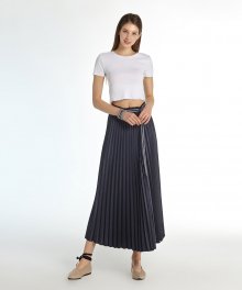 Stripe Tape Pleated Lap Skirt(Navy)