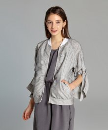 Linen Blouson with roll-up Sleeves(Ivory)