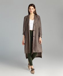 Pleated Back Linen Trench (Brown)