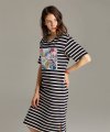 Tropical Printed Stripe Dress(Navy)