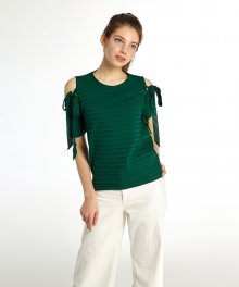 Open Shoulder Knit Top(Green)