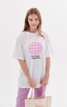 [5차발매][남녀공용]월드와이드 반팔 티셔츠 화이트