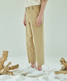 Linen-Blend Crop Fatigue Pants - Beige