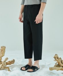 Linen-Blend Crop Fatigue Pants - Black