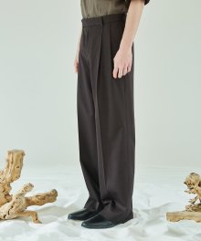 Wide-leg Cotton Trousers - Brown