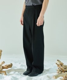 Wide-leg Cotton Trousers - Black