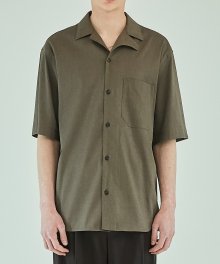 Asymmetric Linen Short Sleeve Shirt - Brown