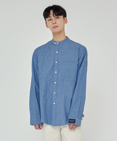 COMFORT NON-COLLAR SKY рубашки DARK BLUE