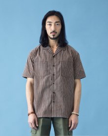 SEERSUCKER STRIPE SHIRT BROWN