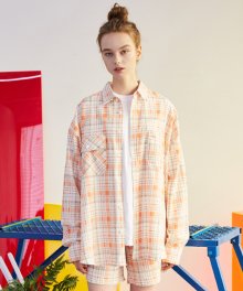 [unisex] 체크 셔츠 (orange)