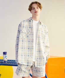 [unisex] 체크 반바지 (blue)