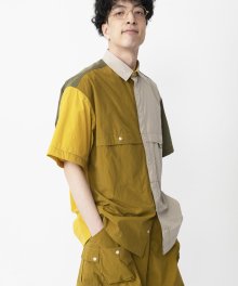 COLOR BLOCK OVER FIT SHIRTS (MUSTARD)