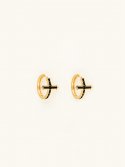 월간(WOLGAN) Crossed Ring Earrings [Gold+Black]