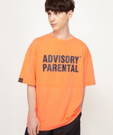 Square Print Crew Neck T-Shirt - Orange