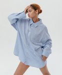 레이디 볼륨(LADY VOLUME) Overfit linen basic shirt_sky blue