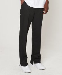 UNBALANCED WIDE BANDING SLACKS(BLACK)